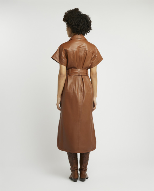 Leather midi dress