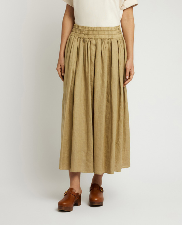 Linen midi skirt