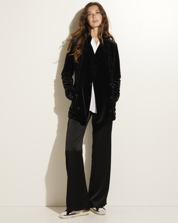 Wide leg silk trousers