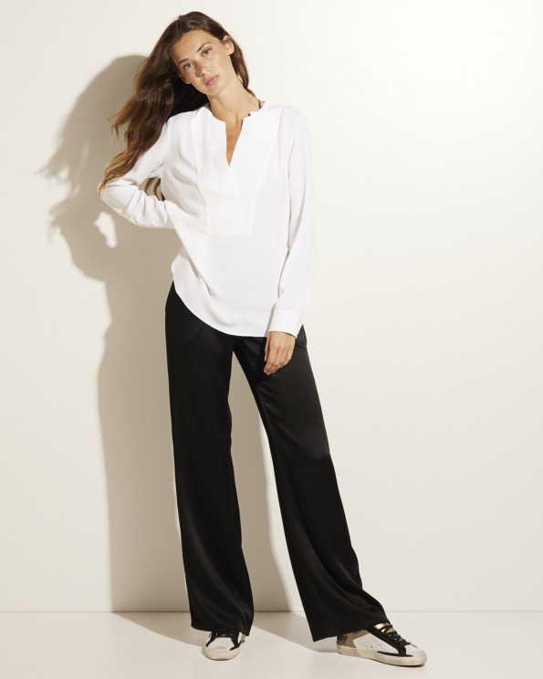 Wide leg silk trousers