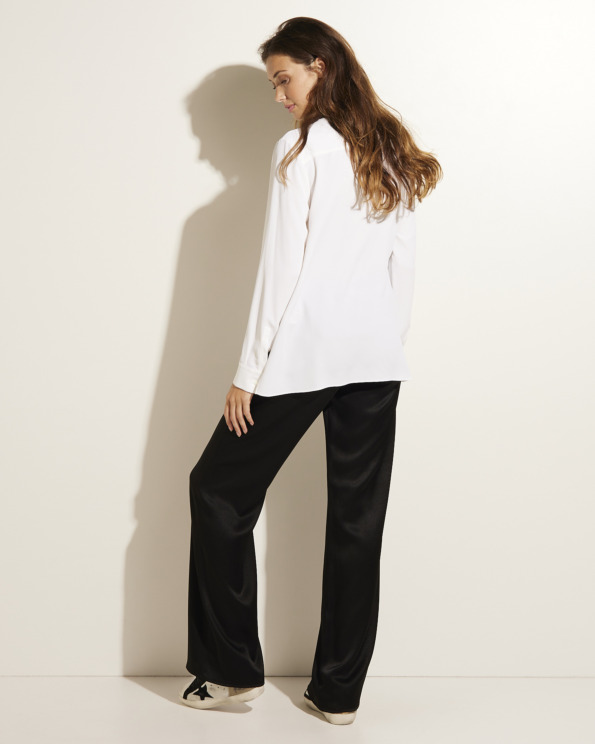 Wide leg silk trousers