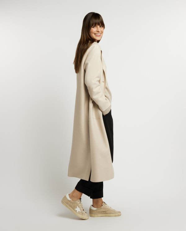 Long coat in pressed wool 