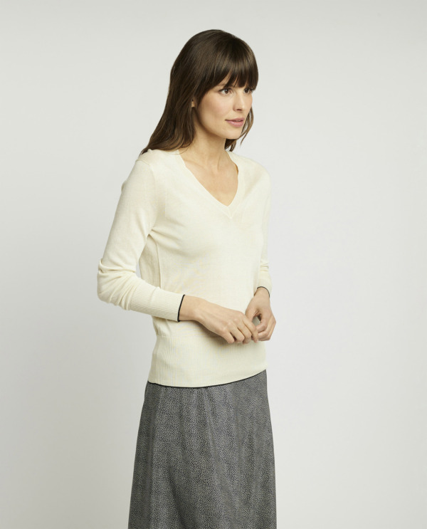 Silk-cotton v-neck sweater
