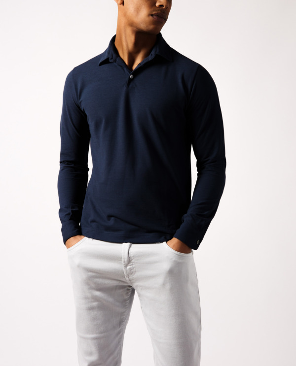 Ice Cotton Long Sleeve Polo Shirt  