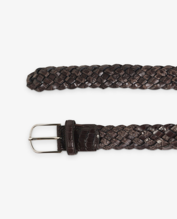 Braided Crocodile Leather Belt