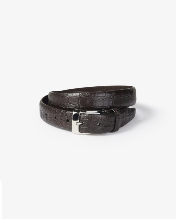 Simonnot Godard Black Nubuck Crocodile Belt