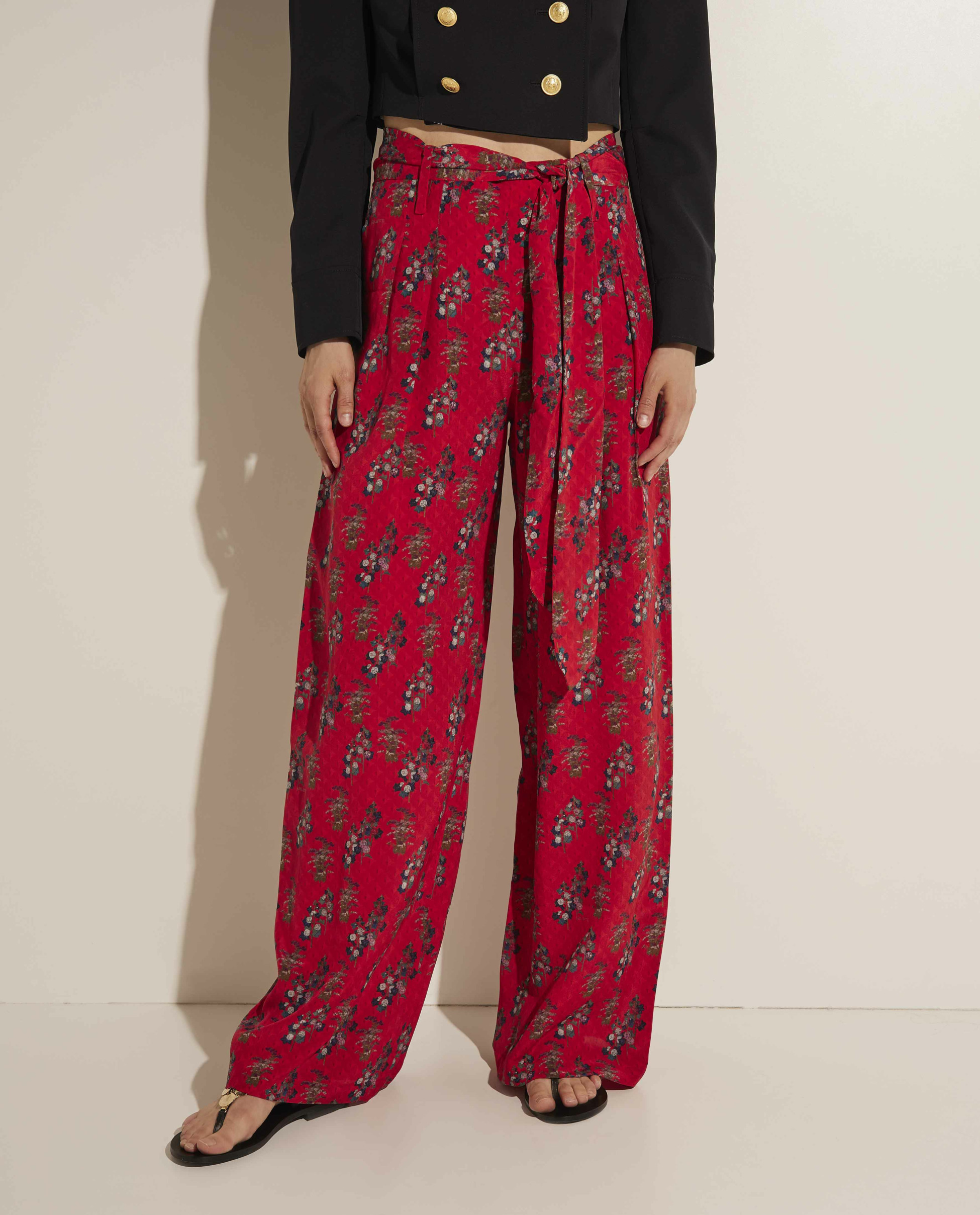 Champagne Pink Silk Damask Trousers Design by SUKETDHIR at Pernia's Pop Up  Shop 2024